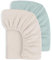 Susurration 100% Algodón Muselina Juego de 2 Sábanas Bajeras Ajustables para Niños para Cuna de Viaje Sábana Bajera Ajustable para Cama Auxiliar 60x120 cm/70x140 cm (Verde Crema)