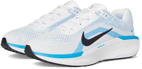Nike Men's Winflo 11 Road Running Shoes, White/Black-Blue Hero, 10.5 Extra Wide