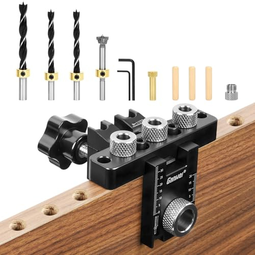 Flintronic 8/10/15 mm Gabarit De Percage, Kit de gabarit 3 en 1 de poche, kit de guide de percage réglable, Outils de Menuiserie, Gabarit de Goujon, pour le travail du bois