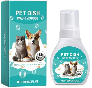 Uitndvyte Schiuma detergente per piatti per animali domestici, 150 ml, efficace riduzione degli odori, per lavare i piatti per animali domestici, uso quotidiano
