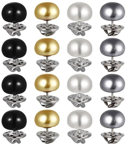iplusmile Boutons métalliques détachables sans couture 20 pièces Boutons instantanés avec design perlé, broche réutilisable pour dames, chemises et pulls, quatre couleurs
