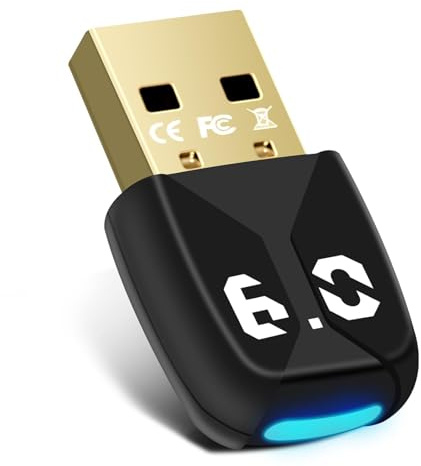 Adattatore Bluetooth 6.0 per PC, chiavetta USB Bluetooth per mouse, tastiera, cuffie, telefono cellulare, controller, solo per Windows 11/10/8.1, Plug & Play