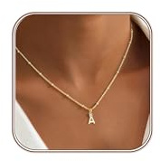 Turandoss CZ Gold Initial Necklace Birthday Gifts for Women