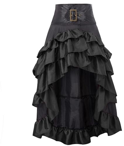 Disfraz de pirata medieval para mujer, vestido medieval con corsé de pirata, elementos esenciales de verano, informal, parte superior, suave, cómoda, falda para carnaval, cosplay, O negro., L