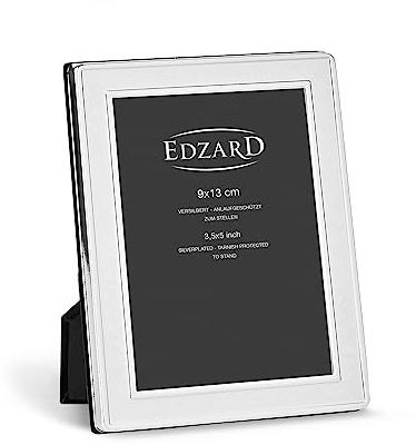 Edzard cornice per foto Nardo, placcata in argento pregiato, antiossidante, per foto 9 x 13 cm, inclusi 2 appendini