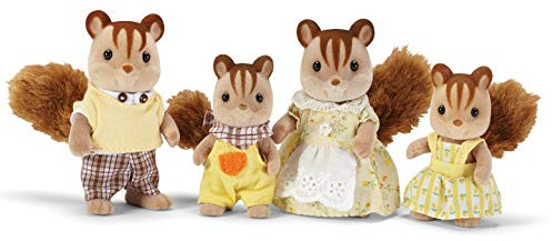 Calico Critters Walnut Squirrel Family - Set of 4 Collectible Doll Figures for Children Ages 3+