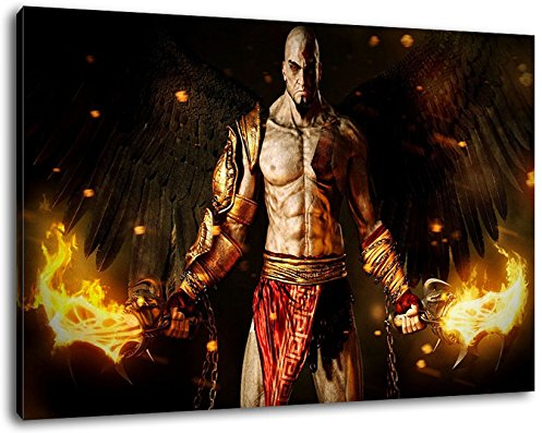 Dark god of war Format 100x70 cm fertig gerahmte Kunstdruckbilder als Wandbild - Billiger als Ölbild oder Gemälde - KEIN Poster oder Plakat
