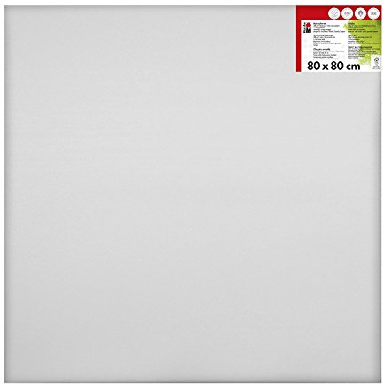Marabu 161600000800 – kilram, ca 80 x 80 cm, ramdjup ca 1,8 cm, vit, spänd med 380 g/kvm bomull, grundad 3 gånger, lätt sugande, för akryl-, olje-, gouache- och temperafärger
