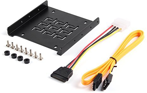 Salcar Einbaurahmen für 2,5 Festplatten/SSD auf 3,5 Adapter Wechselrahmen, Montagerahmen Halterung Schienen inkl. Schrauben SATA Kabel