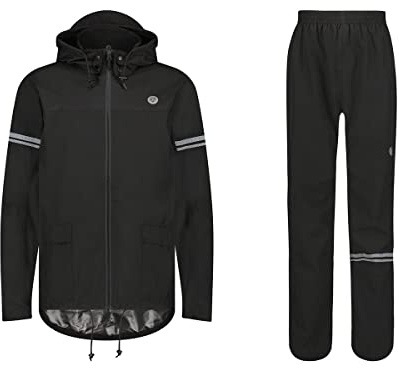 AGU Essential Original Regenanzug, Regenkleidung Fahrrad Herren & Damen, Wasserdicht & Winddicht, Reflektierend, 100% Recyceltes Polyester, Unisex - XXXL - Schwarz