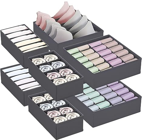 NINGESHOP Set di 8 Divisori per Cassetti, Organizer Armadio Cassetti Intimo, Pieghevole Organizer Armadio Salvaspazio, Porta Mutande da Cassetto per Biancheria Intima, Reggiseni, Calze, Cravatte