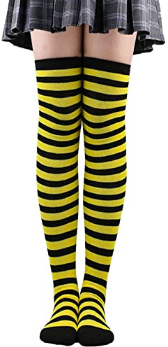 Chaussettes Hautes Rayées Halloween pour Femmes,Bas de Cuisse Rayés, Au-Dessus Du Genou, pour Halloween, Cosplay, Jambières