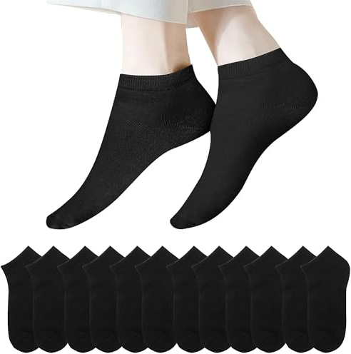Lakpoau Lot Chaussettes Femme 12 Paires Chaussettes Basses Homme Femme Coton Courtes Sport Respirant Socquettes Femmes 35-38 Sport Anti Transpiration Coton Soquette Femme Courtes Noir
