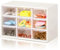 Schubladenbox mit 9 Mini Schubladen, Durchsichtige & Weiße Schreibtisch Organizer, Herausnehmbare Büro Ordnungssystem, RISVOWO Kleinteilemagazin Bastelbox für Makeup/Schmuck/Bürobedarf