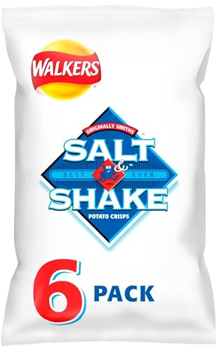 Walkers Salt & Shake Multipack Crisps 6x24g | Premium product | Suitable for vegetarians | Multipack crisps for lunch and snacking.
