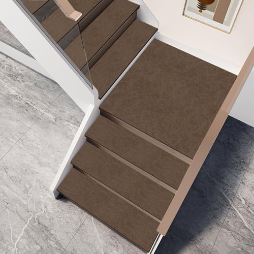 BangDon Tappeto morbido in tinta unita, per scale, lavabile in lavatrice, in PVC, antiscivolo, interno antiscivolo, per scale, piastrelle in legno, vetro, gradini 26 x 75 cm (marrone, 15 pezzi)