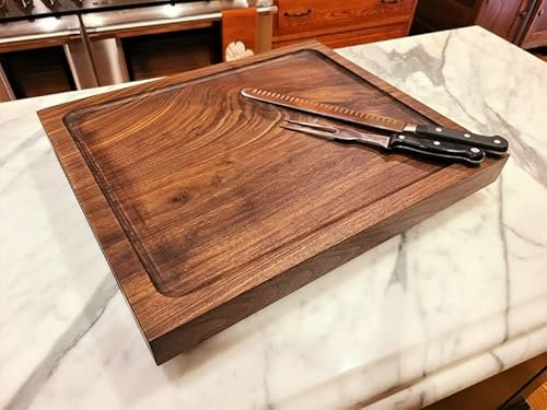 YHKHAR Carving Board, Walnut Cutting Board, Thick Cutting Board, Modern Style, Serving Board (16D X 24W X 2H inches)