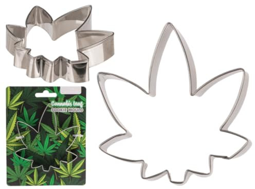 LND Gifts Cannabis Leaf Cookie Mould, 10cm Leaf Cookie Cutter, Leaf Cutter for Icing Baking, Cannabis Leaf Cutter Ideal for 80's Party Food Props, Hippy Party Accessories Pastry and Biscuit Cutter