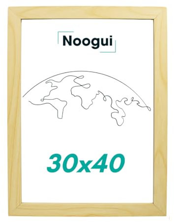 NOOGUI - Cornice 30x40 - Legno Naturale - Parte Frontale Antiriflesso - Per Foto, Diplomi, Poster o Puzzle - Posizionamento Verticale o Orizzontale - Spessore 2 cm - Facile da Pulire