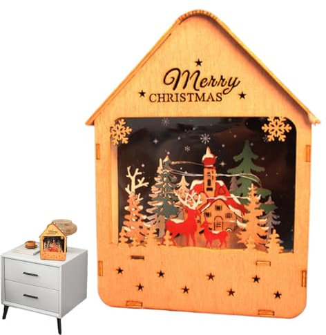 Veilleuse de cabane rustique à LED, ornement de maison de cabane de Noël, cabane en rondins éclairée par LED, veilleuse de cabane en rondins de vacances, lumière de cabane de village de Noël, veilleus