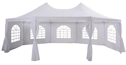 METRO PROFESSIONAL Festzelt mit Seitenwand Milano, Stahl/Polyester, 6.8 x 5 m, wasserabweisend, weiß
