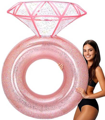 MewVeer Flotadores Piscina, Flotador Inchables Piscina con Forma de Anillo de Diamantes para Despedida de Soltera, Hinchables para Piscina de Tubo para Fiestas en la Playa y relajación para Adultos