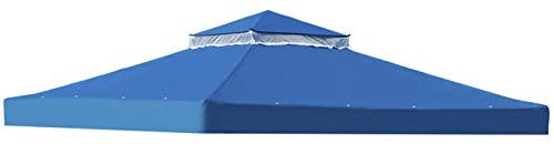 10x10FT Double Tier Garden Gazebo Canopy Top Cover with Air Vent Waterproof Pavilion Cover for Outdoor Grill Shelter Blue