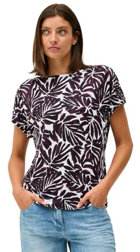 CECIL Damen 3227067 Print-Shirt mit Knopfdetail, Mulberry red, XX-Large