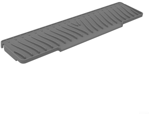 Tapis d'évier en silicone avec fonctions de drainage, conçu pour s'adapter à la plupart des éviers de cuisine (gris)