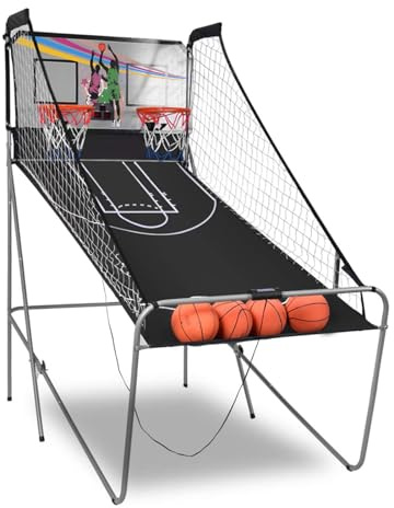 FANTASK Machine de Basket-Ball électronique 8 en 1 Pliable avec 4 balles, 8 Modes de Jeu, pour Enfants et Adultes, Gris