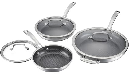 Cuisinart FusionPlus Nonstick Stainless Steel Cookware Set, 6-Piece Skillet Cooking Set with PFAS-Free PURELYSEAR Ceramic Non Stick Technology, Scratch Proof, Cool Grip Handles, Dishwasher Safe