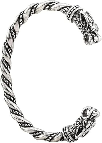Hanary Stainless Steel Viking Twisted Cuff Bracelet, Viking Arm Ring for Men, Norse Jewelry Gift for Men
