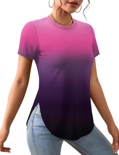 Rapbin T-shirt de sport à manches courtes pour femme, idéal pour la gym, le yoga, l'été, le fitness, la course à pied