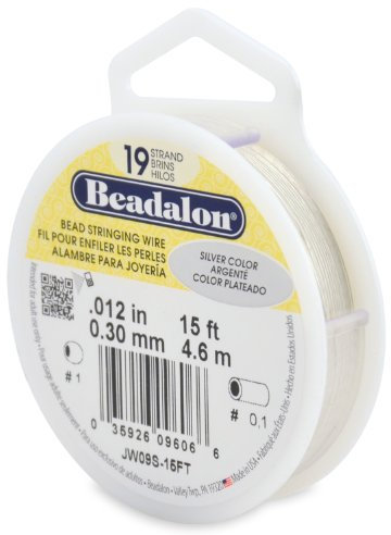Beadalon 19-Strand Bead Stringing Wire - 0.012 in/15 Feet, Silver