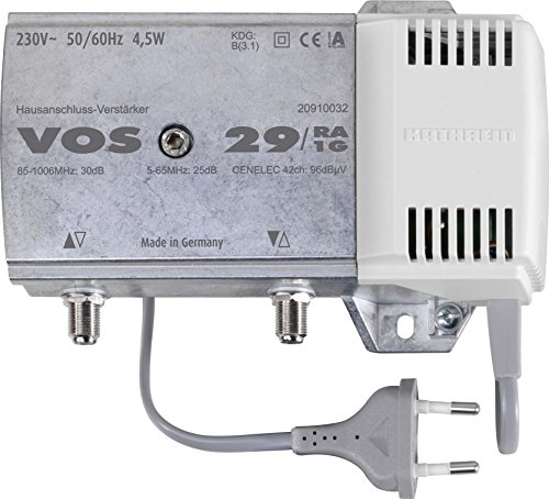 Kathrein VOS 29/RA-1G Hausanschluss-Verstärker (30dB, 85-1006 MHz, integrierter Rückweg 5-65 MHz aktiv, für Kabelfernsehen)
