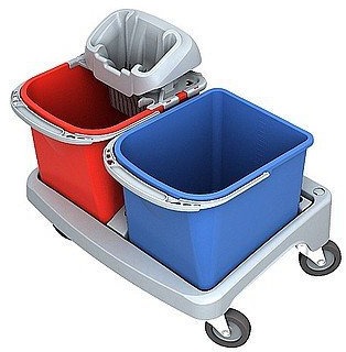 splast plástico carro de limpieza con Piko de moppr Esse y 2 plástico Cubos de 20 L cada uno