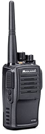 Midland G15 Pro 2er Security-Kofferset, C1127.S1, PMR446-Funkgeräte inkl. 1600mAh Lithium-Ionen Akkupack, Standlader und MA 25-M Lautsprechermikrofone, Schwarz