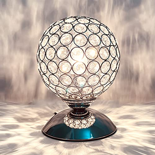 LIUNIAN Crystal Table Lamp Spherical Night Light Dimmable Modern Bedside Lamp with Touch Sensor Touch Function, Diameter 12CM for Living Room Bedroom,40W Bulb Included
