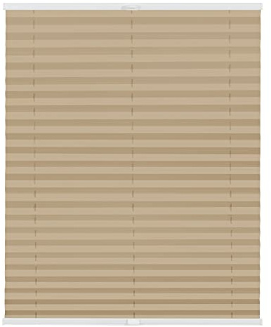Lichtblick Plissee Klemmfix nach Maß, ohne Bohren, verspannt, Hitzeschutz, Blickdicht, Made in Germany, Thermoplissee - Beige 75 cm x 130 cm (B x L)
