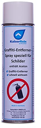 KaiserRein Graffiti-Entferner Spray speziell für Schilder aus Alu-, Stahl-, und Edelstahlschildern sowie anderen Gegenständen aus diesen Materialien