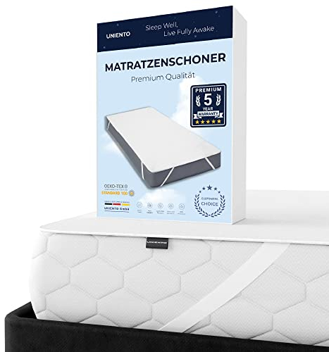 UNIENTO Matratzenschoner 90 x 200 - wasserdichte Matratzenauflage 180x200 / 140x200cm / 160x200 / 100x200 / 60x120 / 70x140, Inkontinenzunterlage waschbar, Atmungsaktiv (Verpackung kann variieren)