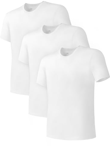 DAVID ARCHY Men's Undershirts 3 Pack Soft Comfy Bamboo Rayon Undershirts Breathable Tees Crewneck Underwear Shirts