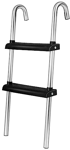 Ultrasport Escalera trampolín, para trampolín jardín, para colgando, pasos extra ancho, puede usar descalz, extremament estable, para cam elástica con diámetro 183-244 cm, UV y resistente intemperie