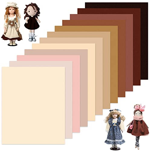 Whaline 12Pcs Skin Tone Cotton Fabric Bundles 18 x 22 Inch Doll Making Fat Quarters Colorful Quilting Patchwork Squares Doll Skin Sewing Fabrics for DIY Handmade Crafting Home Party Decor