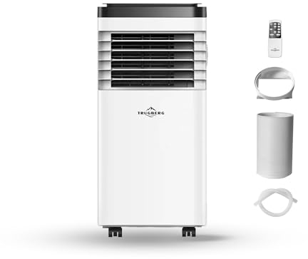 TRUGBERG Portable Air Conditioner 9000 BTU 4-in-1 Dehumidifier, Cooling Fan with 2 Speeds, Remote Control, Digital Display,Up to 300ft Rooms, 24 Hour Timer