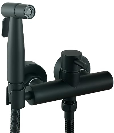 Ownace Ensemble mitigeur de bidet noir mat pour toilettes musulmanes chaud/froid avec kit de pulvérisateur Shattaf pour montage mural