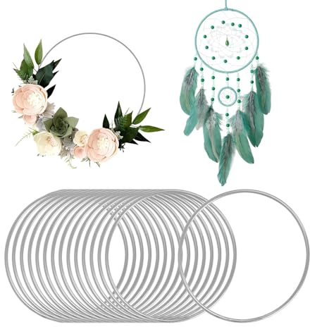 Wekuw Anelli per Acchiappasogni e Artigianato (Argento) - Anello Metallo per Acchiappasogni 10cm