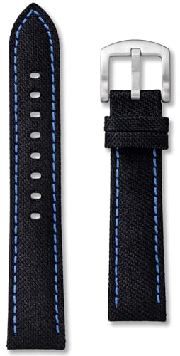Bracelet de montre en toile de voile noire | 18 mm 20 mm 22 mm 24 mm | Coutures noires, grises, blanches, bleues, jaunes, oranges et rouges | Nylon de qualité supérieure | Bracelet de rechange en
