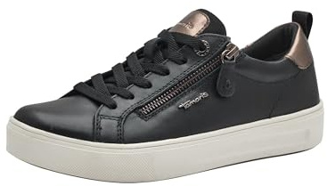 Tamaris Comfort Baskets Femme Plates avec Fermeture éclair Loisirs, Black, 40 EU