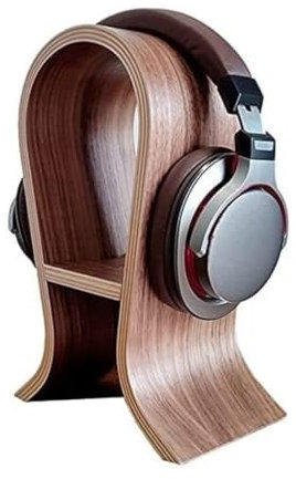 Hörlursställ Hörlursställ i trä Headsetställ for kontorsbord Gaming Hörlurar Displayhållare Hängare Valnöt Headsethållare(15 * 10 * 25cm)